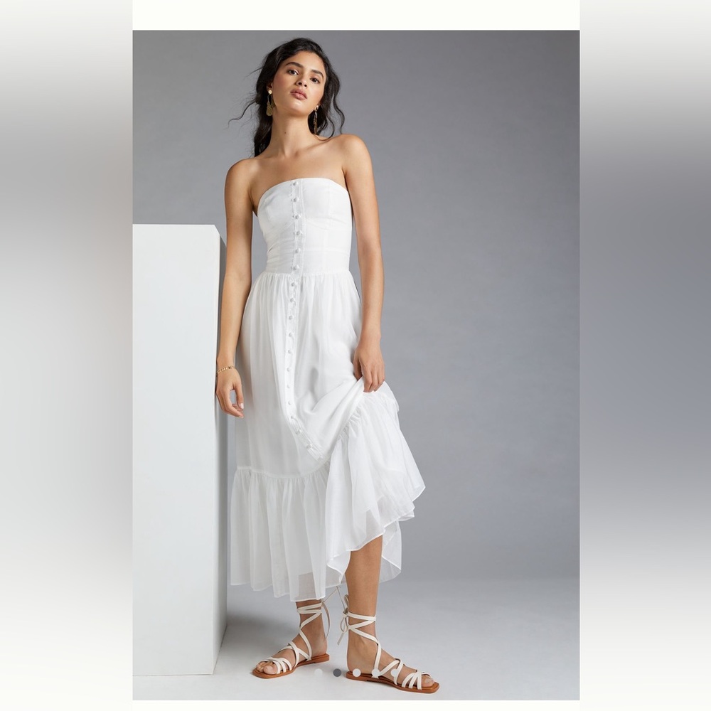 Anthropologie White Strapless Sundress